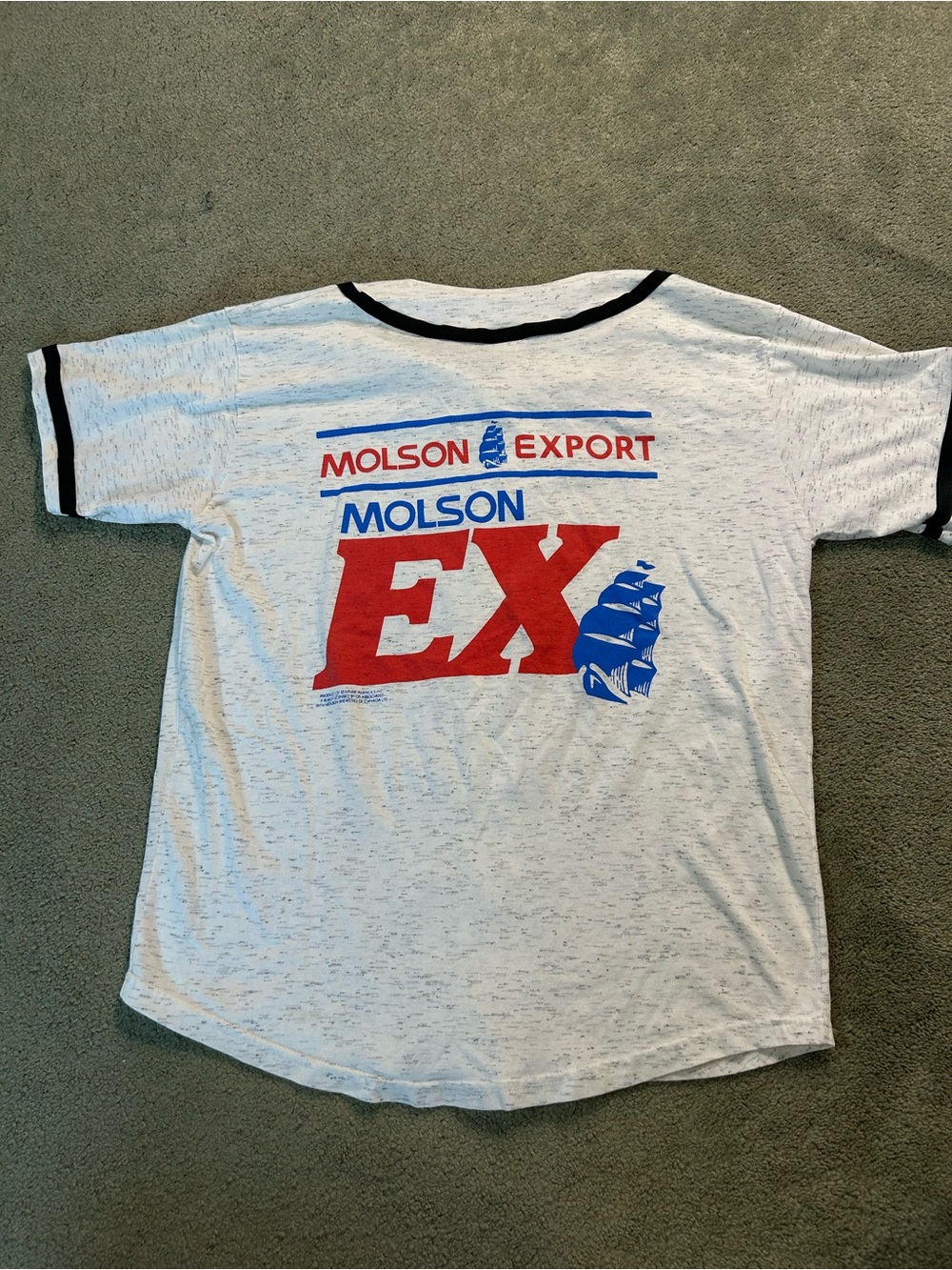 Vintage 80s Molson Export Baseball Jersey Shirt Beer Size Large Y2K